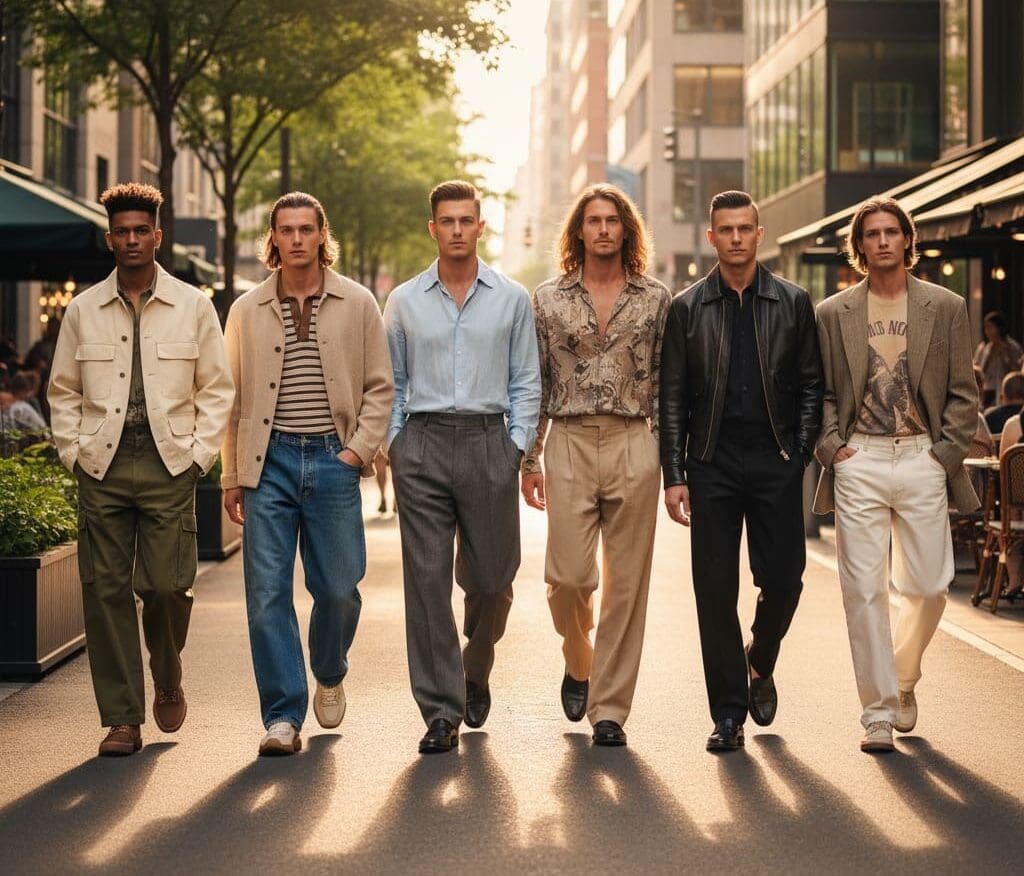 The Most Popular Hairstyle Trends for Men in 2026 stylish men with great hair walking down the street