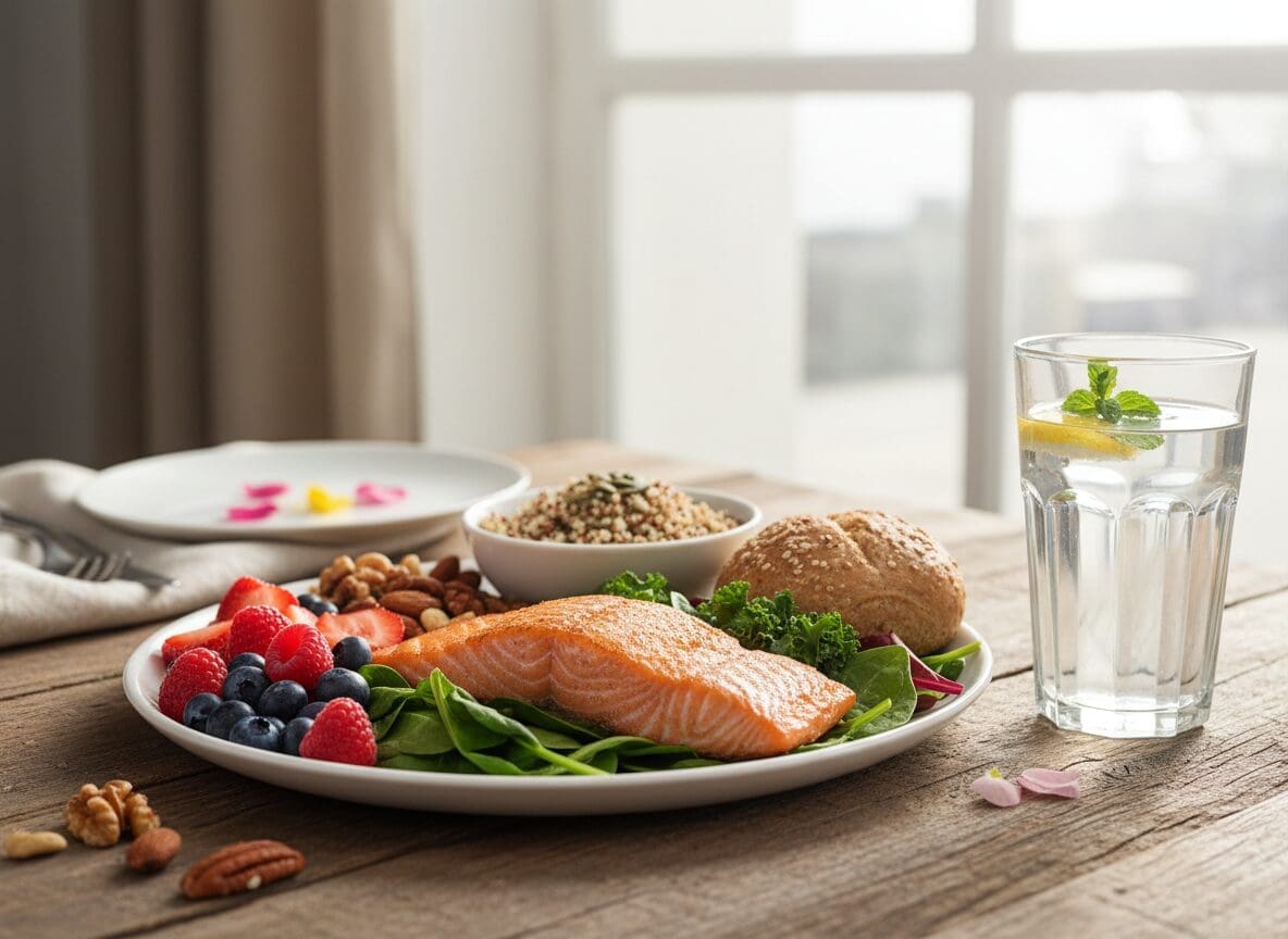 Food for Thought: Exploring the Connection Between Nutrition and Mental Health a plate of food sitting on the table