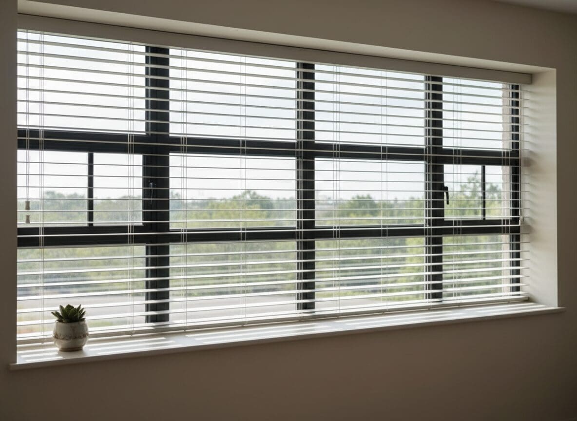 A Designer’s Choice: Achieving Seamless Window Dressing with Innovative No-Drill Installation Systems a window with blinds on it